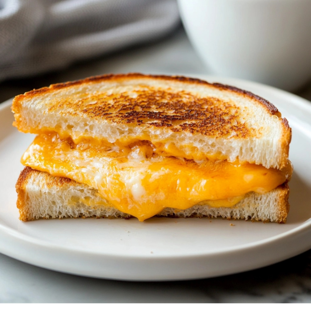 Step-by-step breakfast grilled cheese preparation