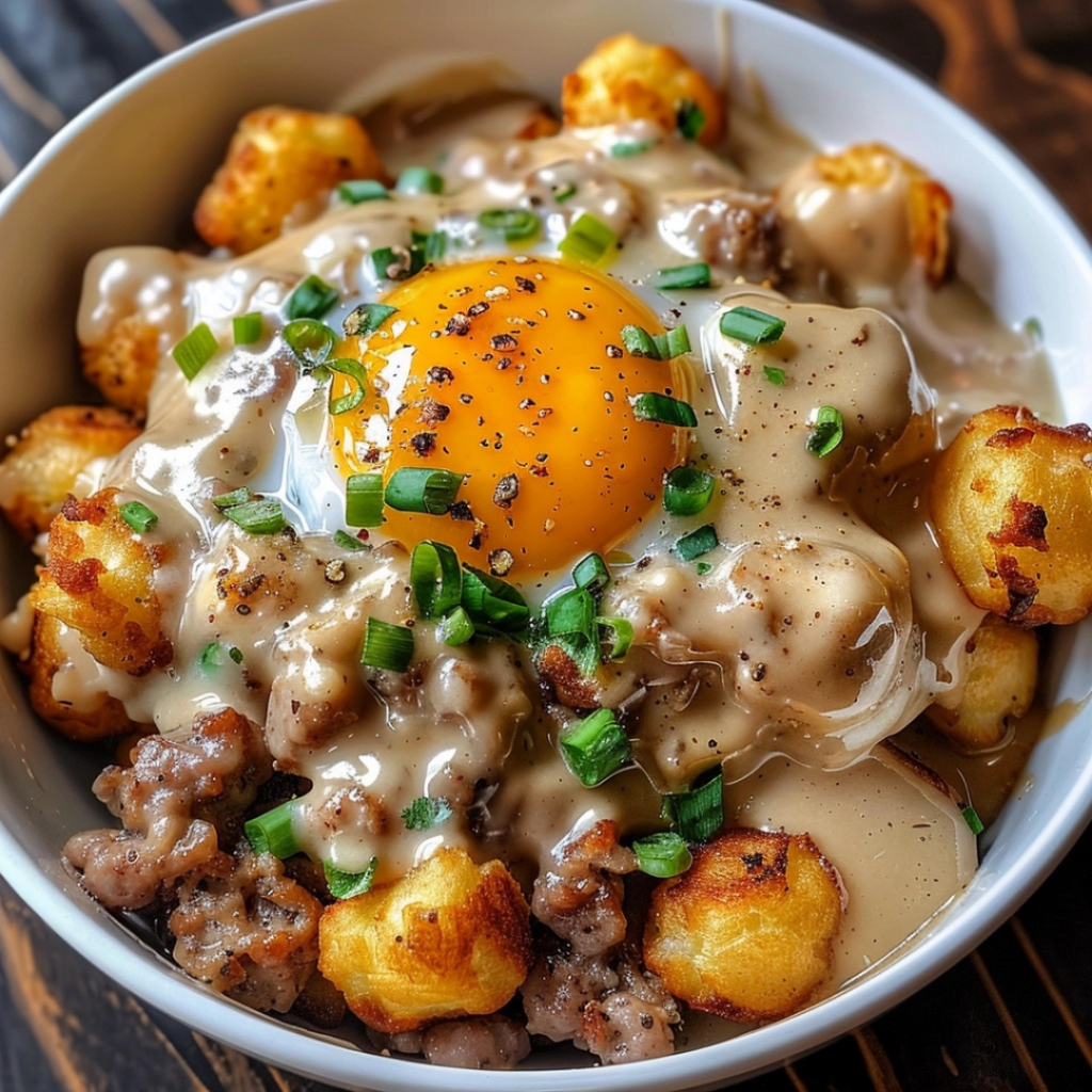 Why You’ll Love This Tater Tot Sausage Breakfast Bowl with Grav