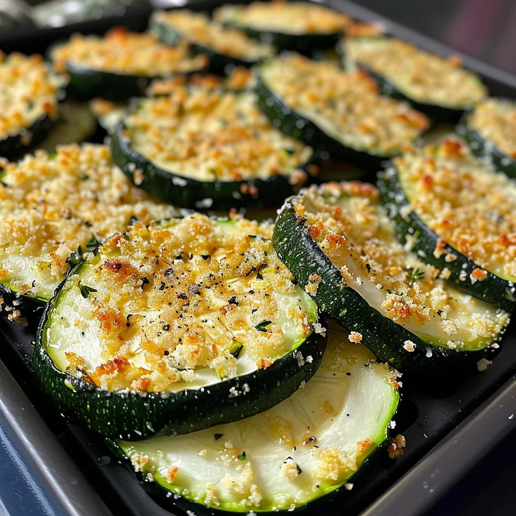 Air fryer parmesan crusted zucchini slices in a black basket.
