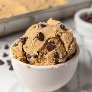 Bowl of edible chocolate chip cookie dough.