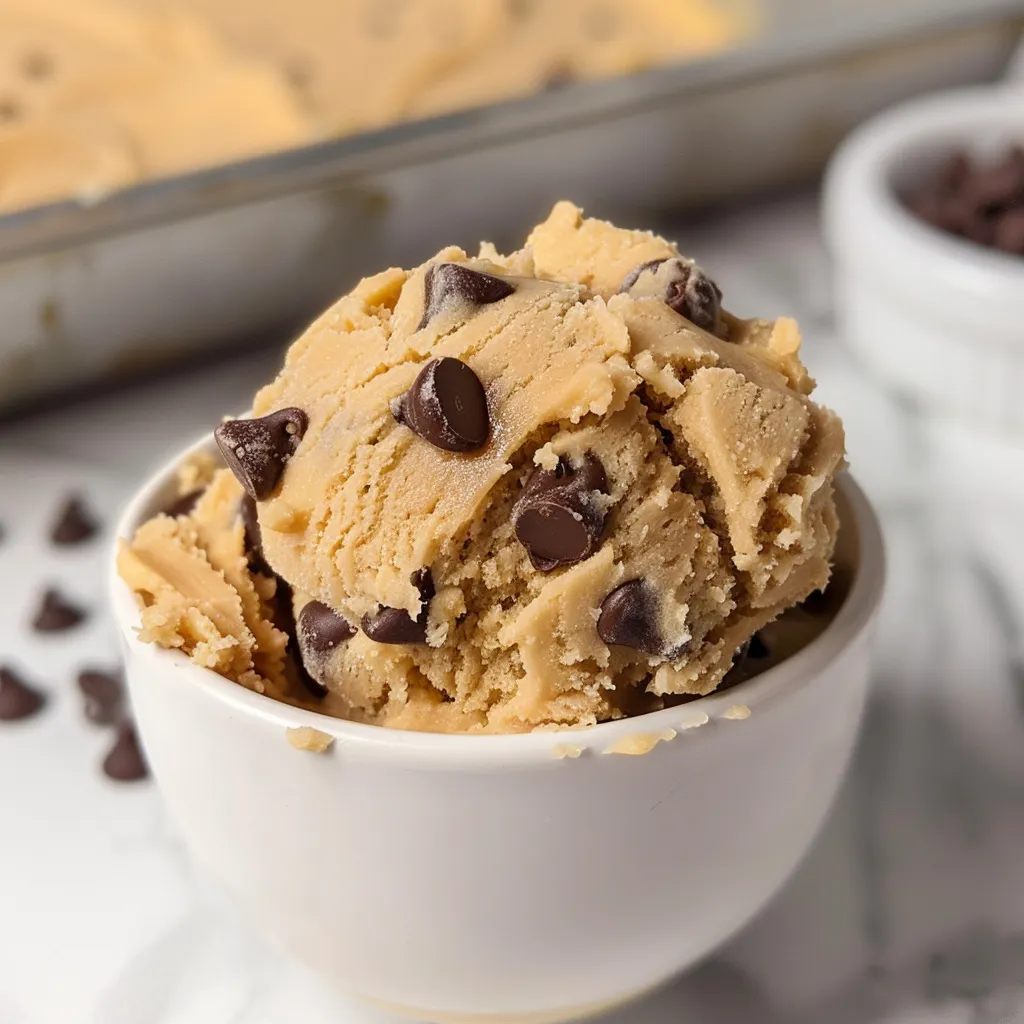 Bowl of edible chocolate chip cookie dough.