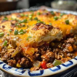 A close-up shot of a delicious, cheesy Sloppy Joe casserole.
