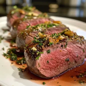 Delicious pan-seared venison tenderloin with rosemary and garlic butter.