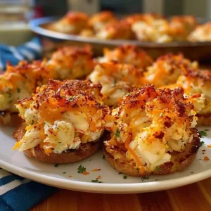 A plate of crispy, golden-brown crab cakes, garnished with fresh parsley.