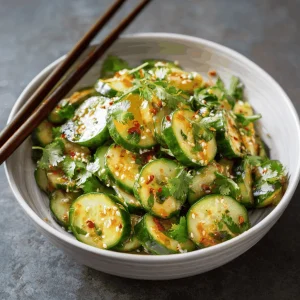 A delicious plate of Easy Asian Cucumber Salad