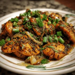 A delicious plate of Black Pepper Chicken