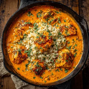 A delicious plate of Texas Roadhouse Butter Chicken Skillet