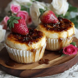 A delicious plate of Vanilla Bean Crème Brûlée Cheesecake Cupcakes