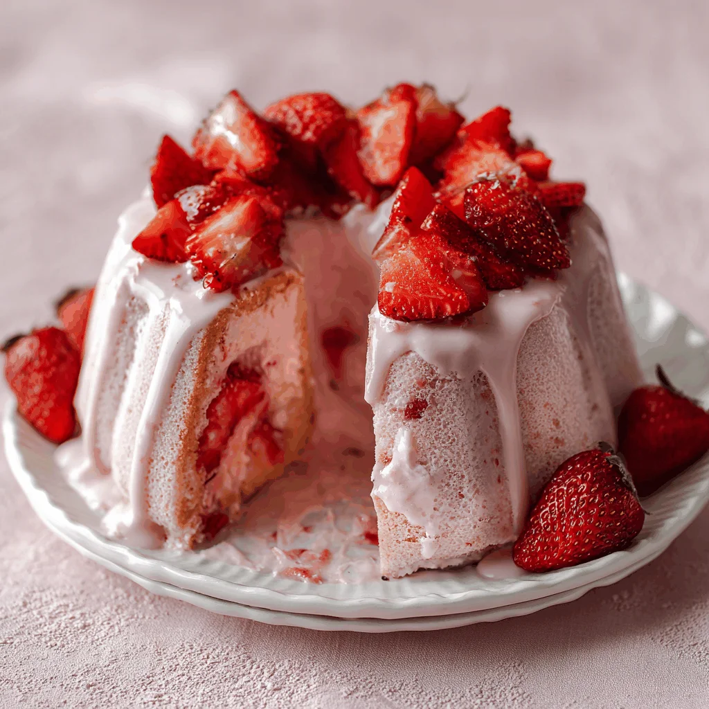 Three images showcasing delicious strawberry treats: a layered strawberry cake, a strawberry float, and a strawberry mochi.