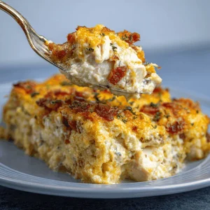 A delicious plate of Easy Low Carb Chicken Casserole