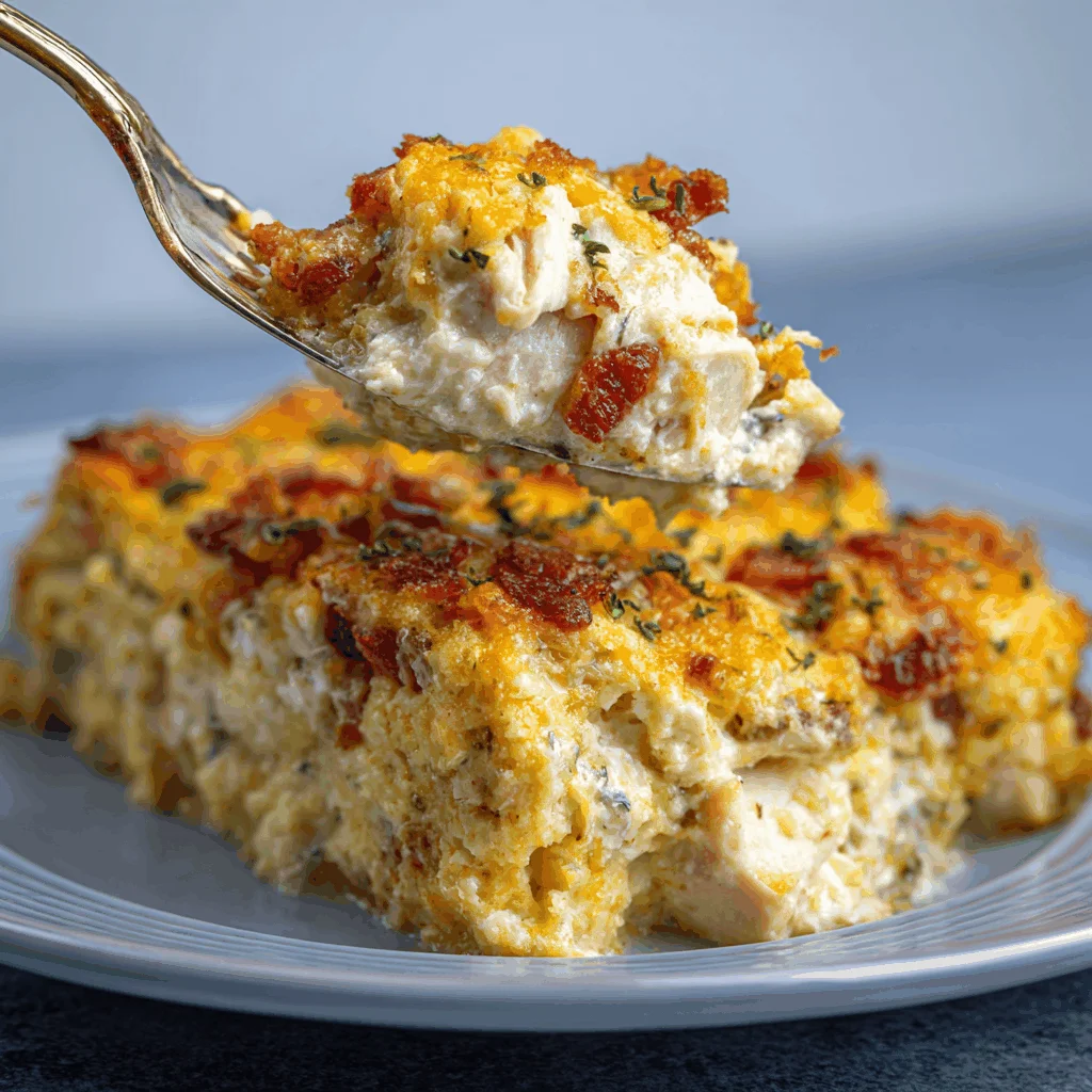 A delicious plate of Easy Low Carb Chicken Casserole