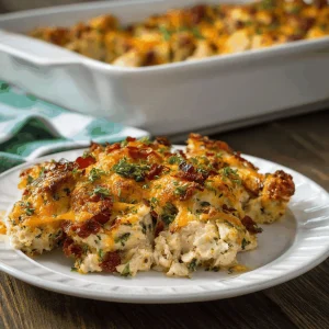 A delicious plate of Easy Low Carb Chicken Casserole