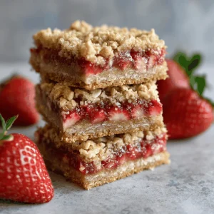 A delicious plate of Healthy Oatmeal Strawberry Bars