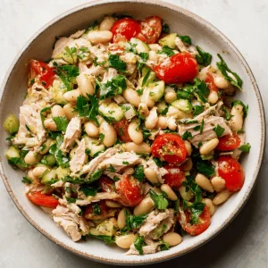 A delicious plate of Tuna and White Bean Salad with Lemon Vinaigrette