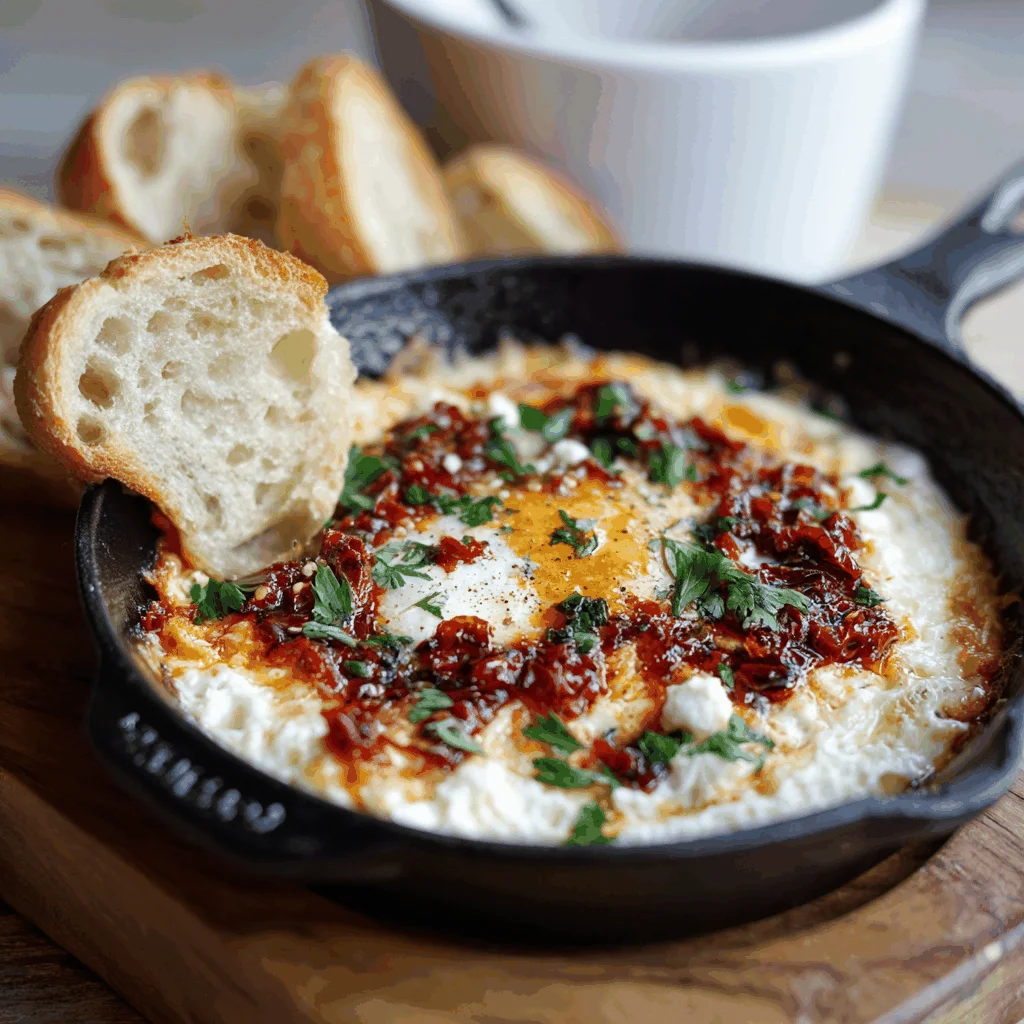 A delicious plate of Baked Feta Eggs