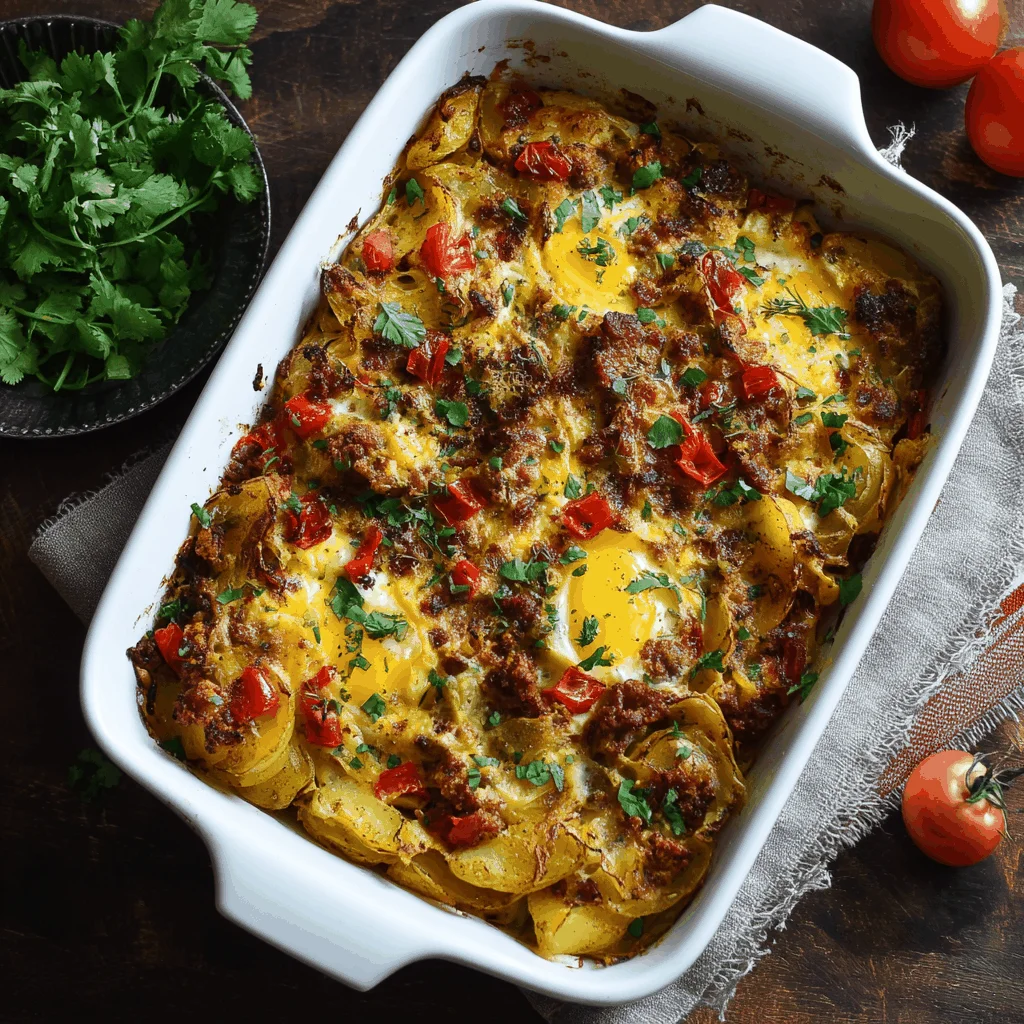 A delicious plate of Chorizo Potato Egg Casserole Recipe
