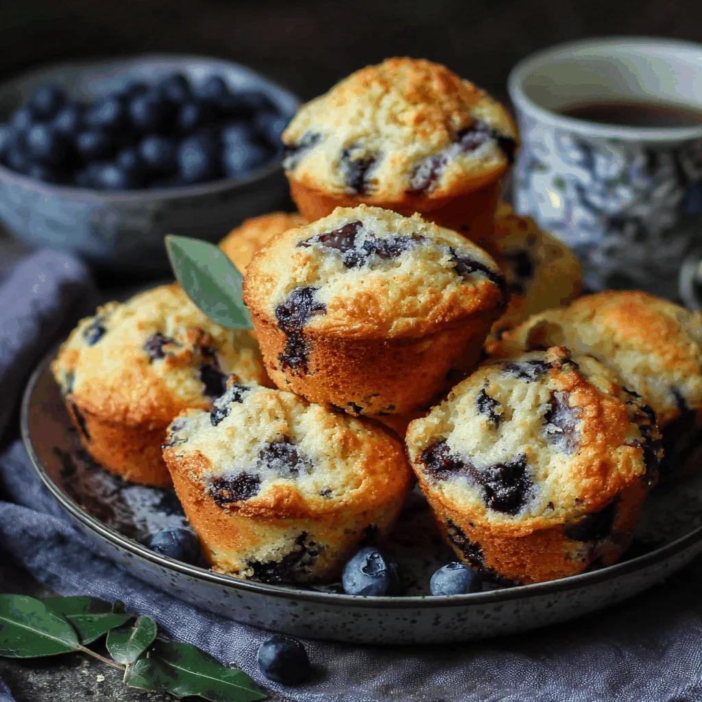 A delicious plate of Cottage Cheese Blueberry Muffins