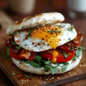A delicious plate of English Muffin Breakfast Sandwich