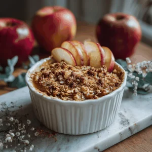 A delicious plate of Healthy Breakfast Apple Crumble