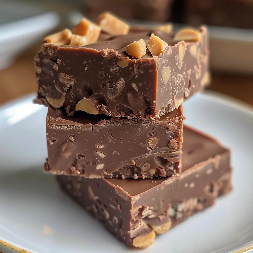 Juicy chocolate fudge mixed with peanut butter, captured in a detailed side angle.
