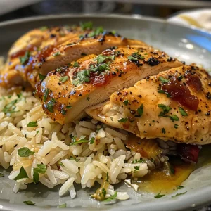 Deliciously plated family meal featuring chicken, soup, and dessert options.