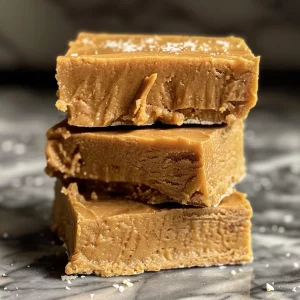Deliciously displayed Healthy Peanut Butter Protein Fudge cut into squares, highlighting its smooth surface.