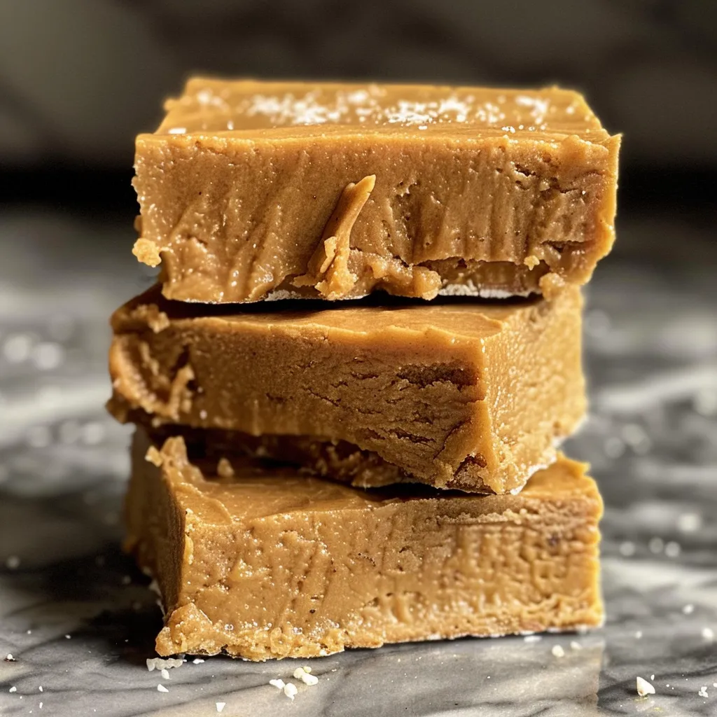 Deliciously displayed Healthy Peanut Butter Protein Fudge cut into squares, highlighting its smooth surface.