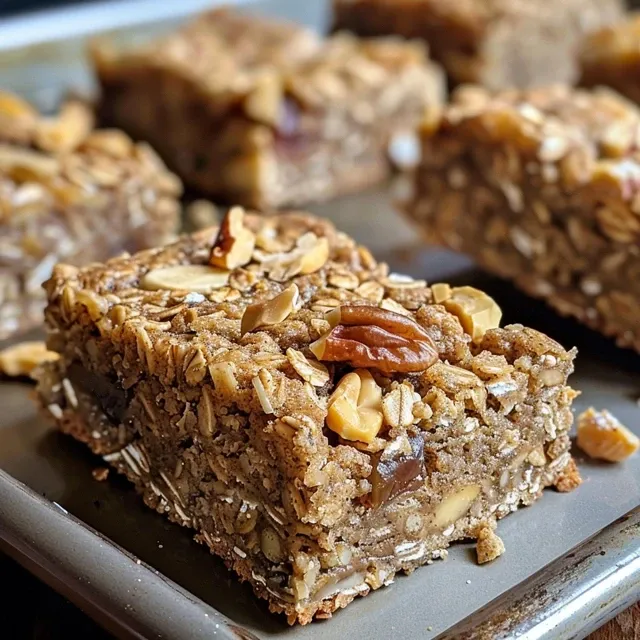 Juicy banana oatmeal bars displayed on a rustic wooden table, highlighting their chewy texture.