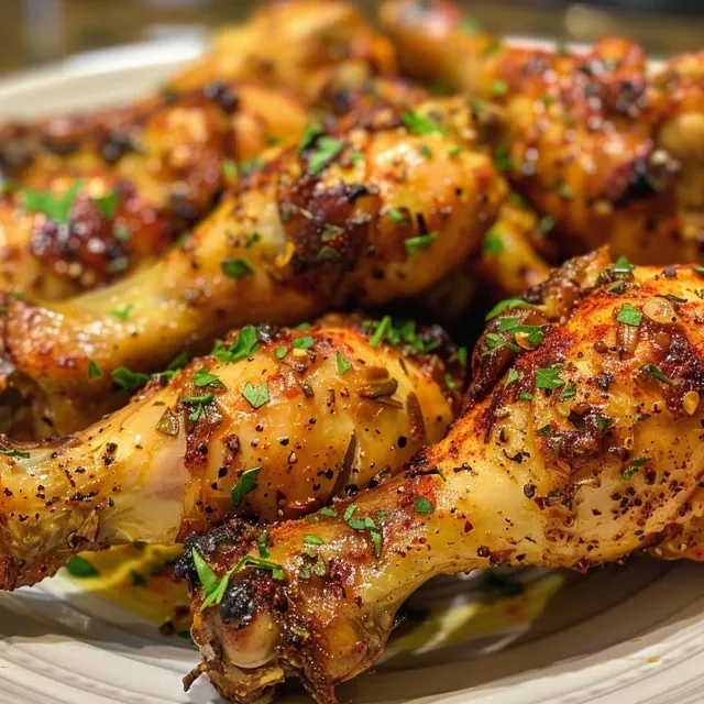 Raw chicken legs seasoned with paprika and spices on a cutting board.