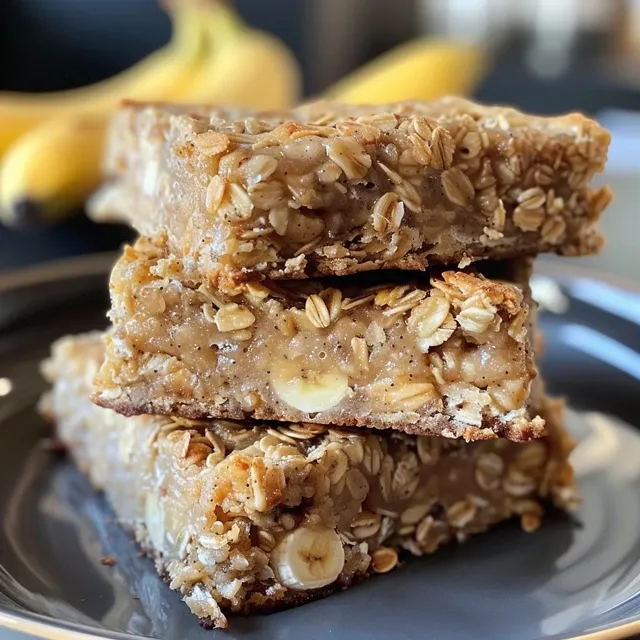 Delicious banana oat bars with visible chunks of chocolate and oats.