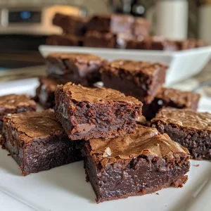 A tempting plate of Brown Butter Brownies, highlighting their chocolate chips.