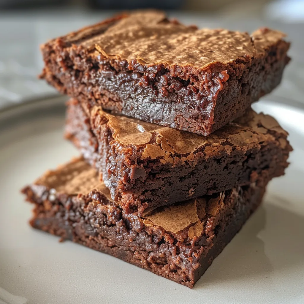Delicious brownies presented with a focus on their dark chocolate color and soft texture.