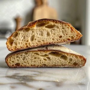 Juicy, homemade sourdough bread with a rustic crust, captured with vibrant detail.