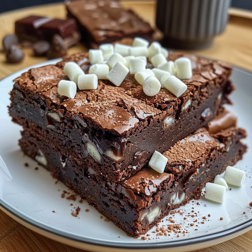 Delicious fudgy brownies on a plate, highlighting their dense and moist appearance.