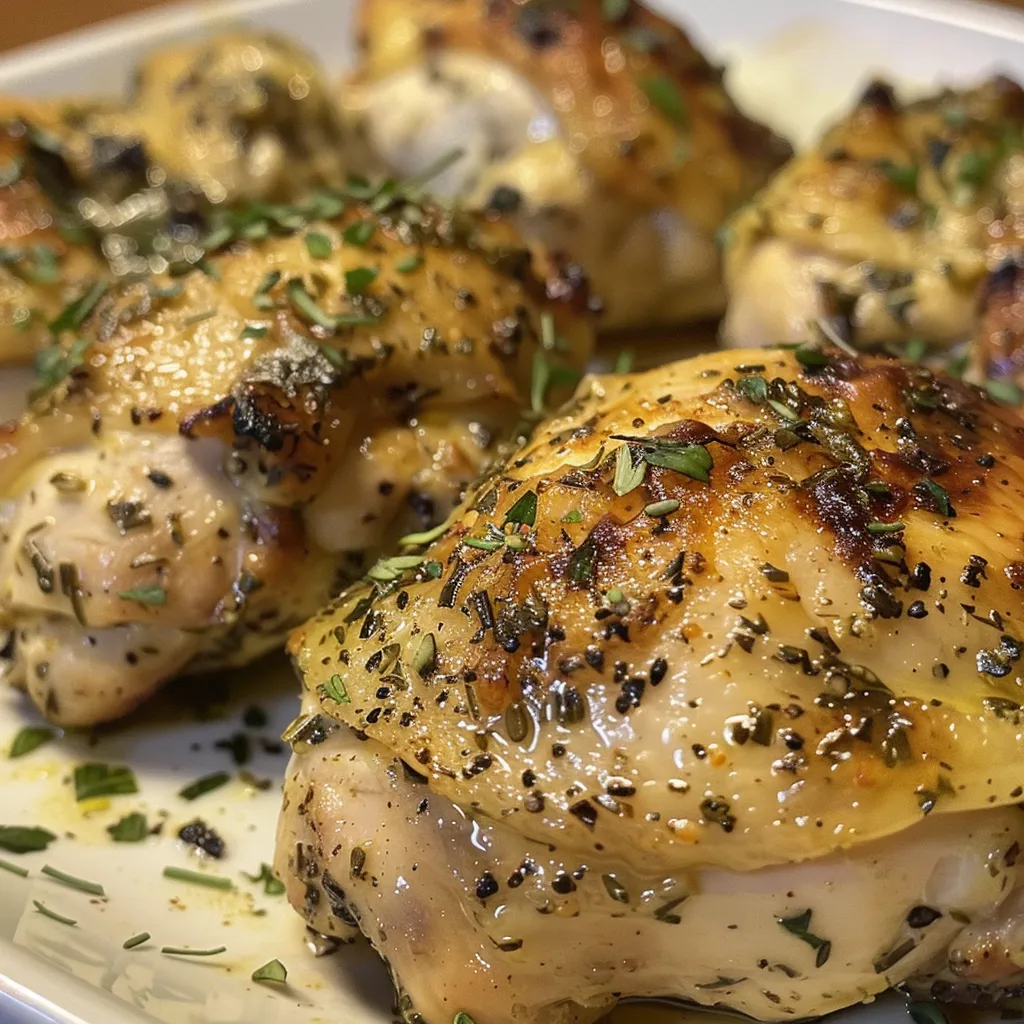 Delicious Garlic Herb Chicken with a side of fluffy mashed potatoes and sweet glazed carrots.
