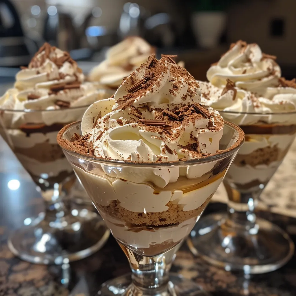 Artistic presentation of Holiday Tiramisu Cups featuring ladyfingers and mascarpone.