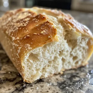 Juicy homemade bread captured from the side, highlighting the crust and soft interior.
