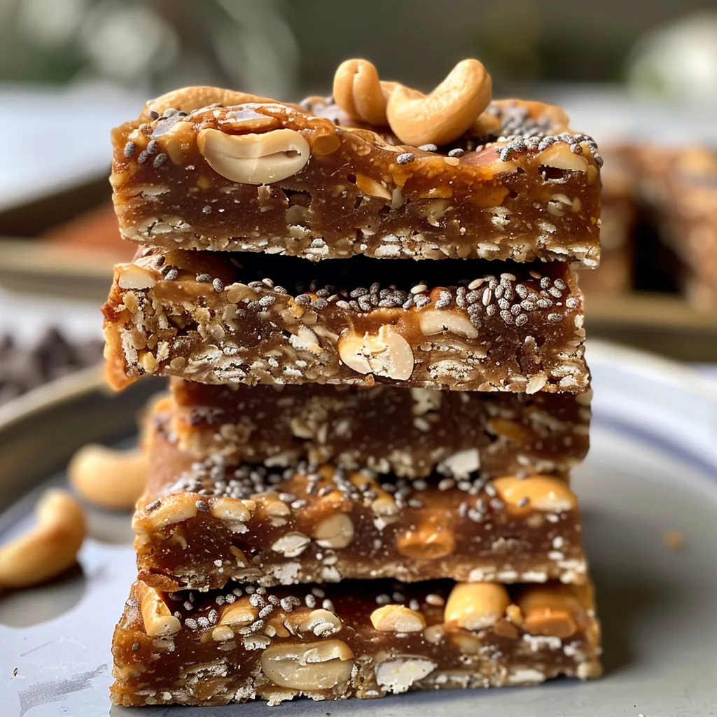 Image of a protein bar showcasing its chewy interior filled with nuts and seeds.
