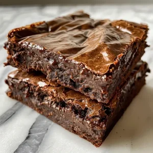 Indulgent fudgy brownie, highlighting the dense and gooey center.