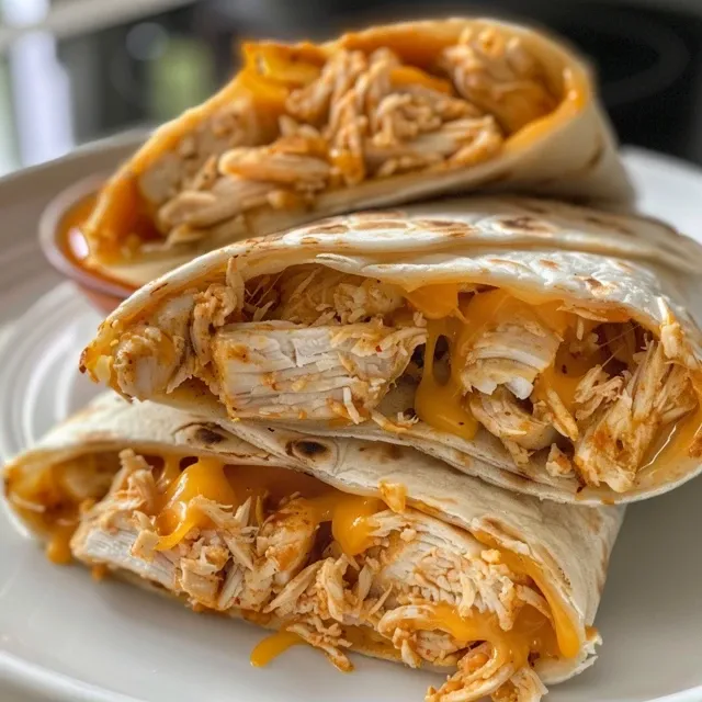 Juicy air fryer chicken and cheese wraps arranged neatly, highlighting their crispy texture.