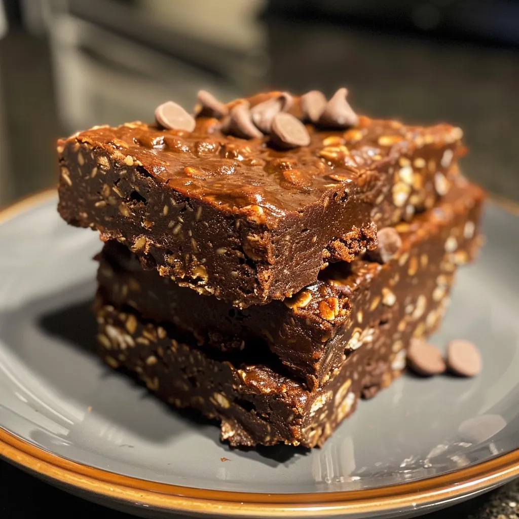 Overhead shot of Double Chocolate Coffee Protein Bars surrounded by coffee beans.