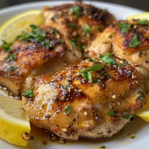 A side view of a colorful Lemon Garlic Chicken and broccoli dish, highlighting the ingredients and rich textures.