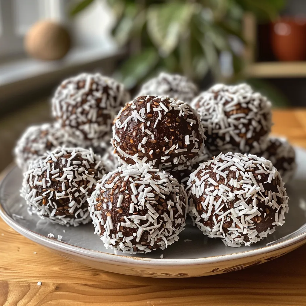 Detailed view of homemade Swedish chocolate balls, capturing their inviting appearance.