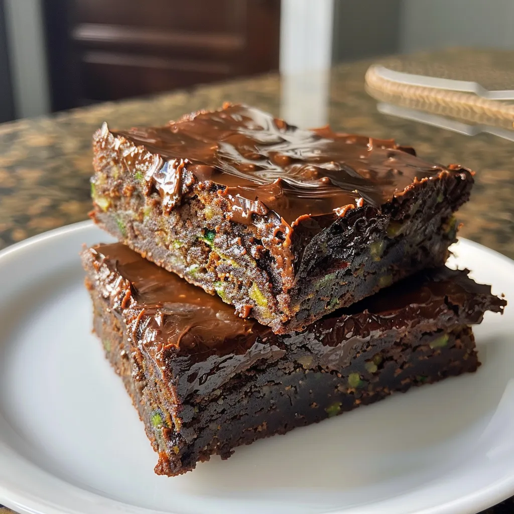 Delicious zucchini brownies presented in a rustic style, highlighting their chocolatey goodness.