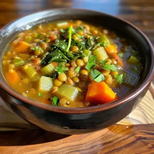 Detailed image of Detox Moroccan Lentil Soup, highlighting the ingredients like lentils and vegetables.