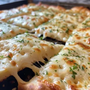 Juicy cheesy tortilla garlic bread with a crispy edge and garlic seasoning.