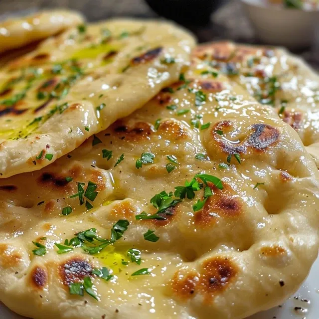 Tasty yogurt flatbread cut in half to reveal its soft, airy interior.