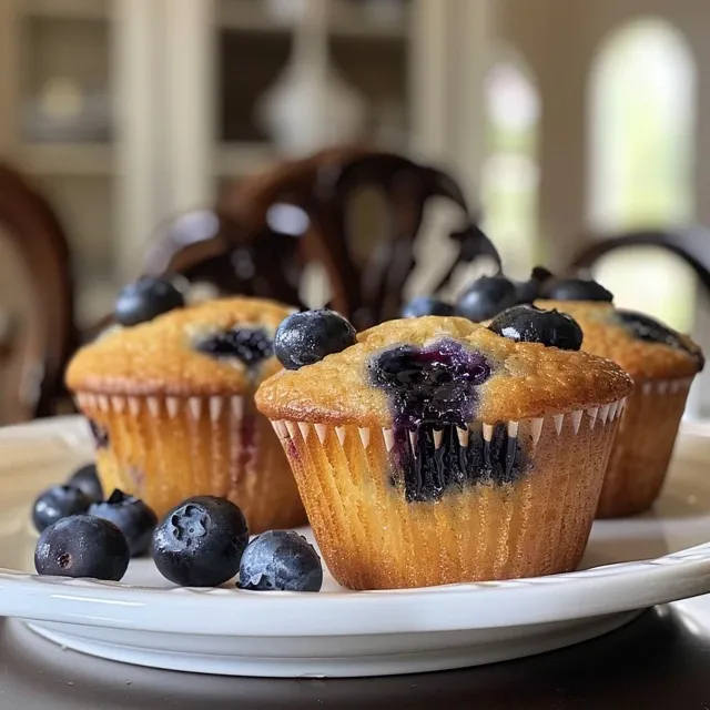 Juicy blueberry protein muffins arranged neatly, highlighting their moist texture.