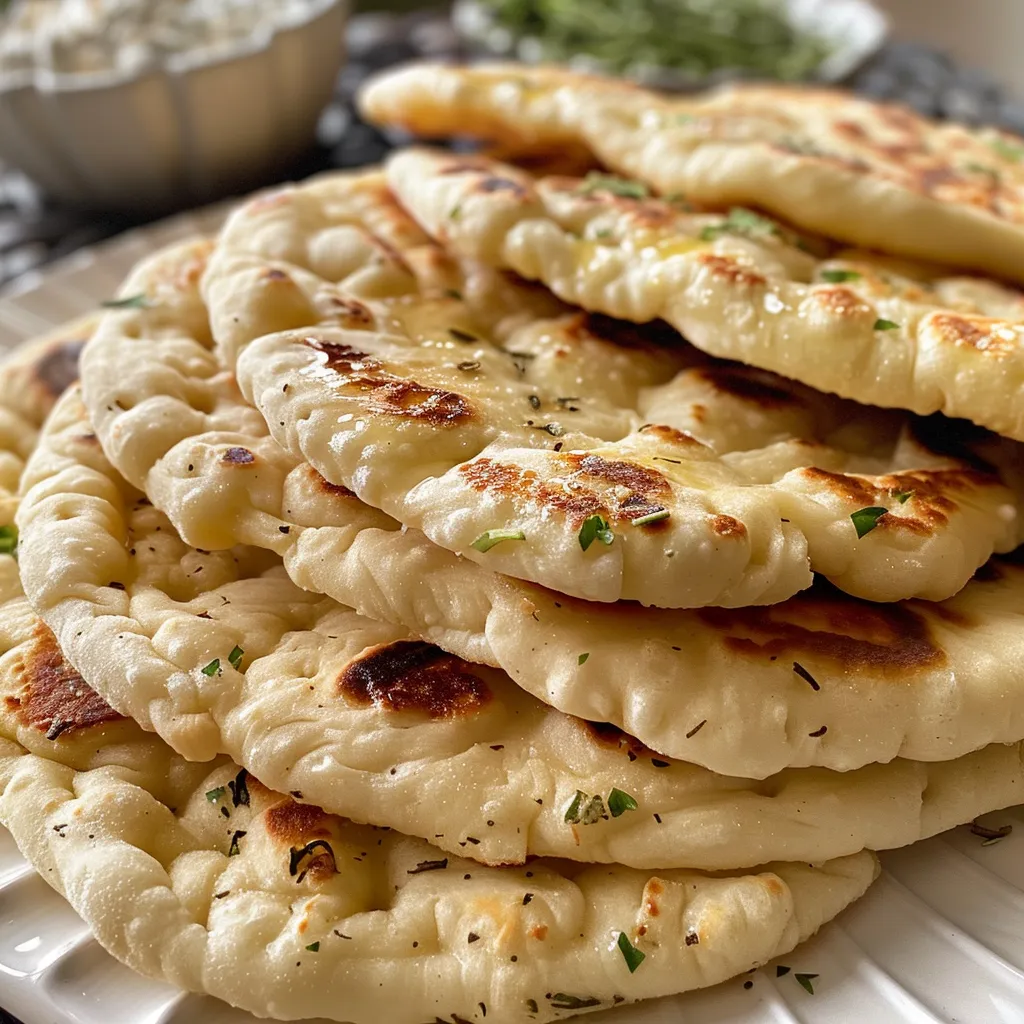 Juicy flatbreads arranged elegantly, showcasing their inviting color and thickness.