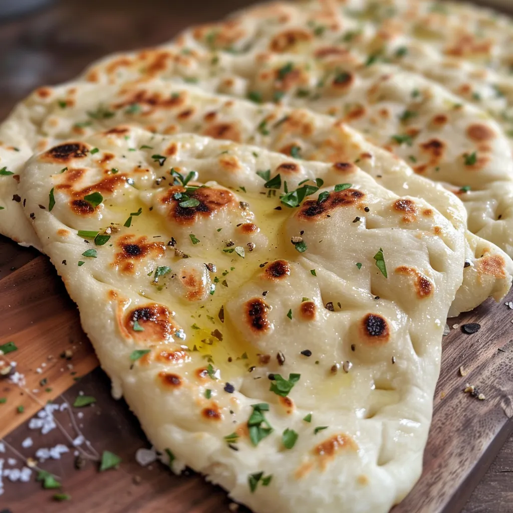 A detailed shot of an easy flatbread with olive oil glistening on its surface.